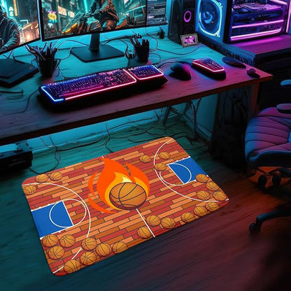 Basketball Court Rug - Basketball Rug for Boys Bedroom, Sports Decor for Boys Bedroom Kids Carpet, Sports Themed Carpets for Playroom Living Room Floor Mat or Door mat, 2x3 Feet