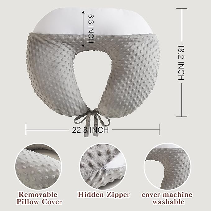 Reading Pillow for Gaming Reading Crochet, U Shaped Arm Support Pillow with Removable Cover Reducing Arching Neck for Adult Reading and Working Sitting on Bed Sofa for Arm Rest (Grey)
