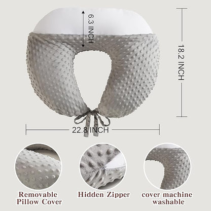 Reading Pillow for Gaming Reading Crochet, U Shaped Arm Support Pillow with Removable Cover Reducing Arching Neck for Adult Reading and Working Sitting on Bed Sofa for Arm Rest (Grey)