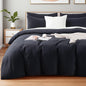 NEXHOME PRO Twin Duvet Cover Set, 100% Certified Organic Cotton with Washed Feel & Linen-Like Texture, Comfortable & Breathable, Home Bedding Set Dark Grey (No Comforter) 6890