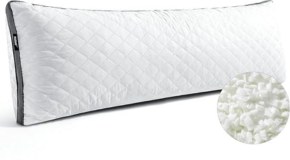 Shredded Memory Foam Full Body Pillow, Long Hugging Bed Pillows for Adults, Breathable Extra-Firm Large Pillow for Side Sleep, Big Support Body Pillow for Sleeping (20 x 54 Inches)