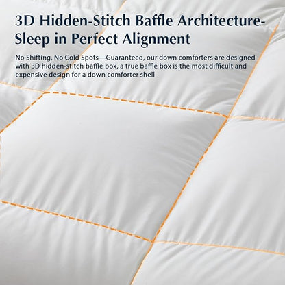Pacific Coast Goose Feather Down Fiber Comforters Twin Size, Extra Fluffy White Duvet Insert, Ultra-Soft, Breathable, All Season Hotel Luxury Bedding Comforters, 8 Corner & Center Loops (68"x90")