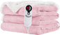 Electric Heated Blanket Full Size 72"x84" - Flannel & Sherpa Fabric Dual-Sided, 6 Heat Settings & 1-10 Hours Auto Off, Soft & Cozy Warming Throw for Home, Office, or Bed, Machine Washable, Light Pink