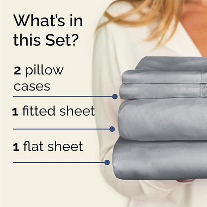 Twin 4 Piece Sheet Set - Comfy Breathable & Cooling - Ultra-Soft Hotel Luxury Bedding Set with 8-16 Inch Deep Pockets - 1 Flat & 1 Fitted Sheet & 2 Pillowcases - Wrinkle Free & Easy Care - Steel Blue