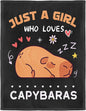 Capybara Lover Blanket, Just A Girl Who Loves Capybaras Blanket, Soft Warm Cozy Fleece Throw, Gifts for Girls Women Kids, 40"x50", Black