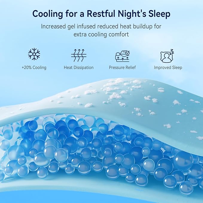 ELEMUSE 3 Inch Cooling Memory Foam Mattress Topper Super Olympic Queen, 2 Inch Pressure-Relief Memory Foam and 1 Inch Thick Soft Viscose Made from Bamboo Pillow Top for Hot Sleepers, Washable