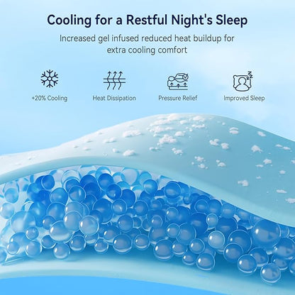 ELEMUSE 3 Inch Cooling Memory Foam Mattress Topper King, 2 Inch Pressure-Relieving Memory Foam and 1 Inch Thick Soft Viscose Made from Bamboo Pillow Top for Hot Sleepers, Removable & Washable Cover