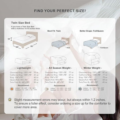 Royoliving Premium Feathers Down Comforter 100% Cotton Cover Duvet Insert with Corner Tabs (White, Twin Winter)