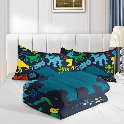 Axolotl Boys Cartoon Dinosaur Comforter Bedding Set,Cute Dinosaur Bedding Set for Boys Girls,Colorful Dino Animal Kids Comforter for Teens Kids Adults All Season,1 Quilt 2 Pillow Cases King Size