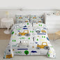 Feelyou Construction Comforter Set Toddler Size Equipment Trucks Bedding Set for Kids Boys Construction Vehicles Duvet Quilt Excavator Tractor Bedroom Decor Cartoon Car Grey2 Pcs with 1 Pillow Cases