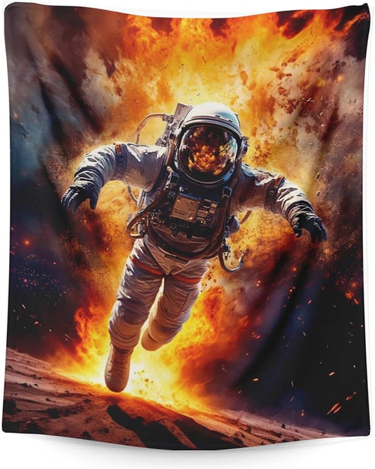 Kids Blankets Astronaut Blanket for Kids Gifts for Astronaut Lovers, Cool Warm 40 x 30 Inches Flannel Throw for Sofa Bed Living Room Home Decor