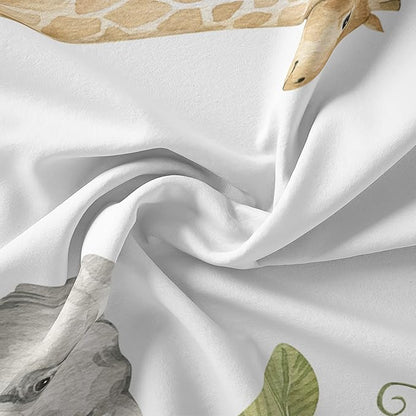QOOMO Elephant Giraffe Monkeys Comforter Twin Size,Wild Animals Kids Comforter Set,3Pcs Bedding Set Printed Comforter with 2 Pillowcases,Down Alternative,Soft and Lightweight,for All Seasons