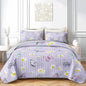 QOOMO Daisy Butterfly Quilt Set King Size,Purple Butterfly Bedspread Coverlet Set,Butterflies 3Pcs Bedding Set Printed Quilt with 2 Pillowcases,Soft and Lightweight,for All Seasons