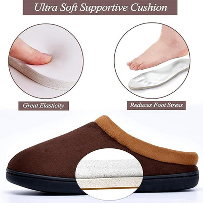 Memory Foam Mens Slippers Slip-On Comfy House Slippers for Men Indoor Outdoor Non-Slip Warm Winter Men’s Bedroom Slippers Size