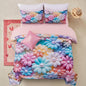 A Nice Night Stunning Blooming 3D Flower Floral Comforter Sets, with Pearl Flower Core Pattern Bedding Set for Girls Full Size, Ultra Soft Bedding Sets (Blue-Purple, Full 6Pcs)