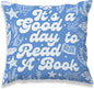 Blue It's A Good Day to Read A Book Classroom Throw Pillow Covers, Sea Coastal Reading Kids Pillows Covers, Ocean Beach Summer Pillow Cases Decor for Library Reading Nook Corner Couch 18x18in