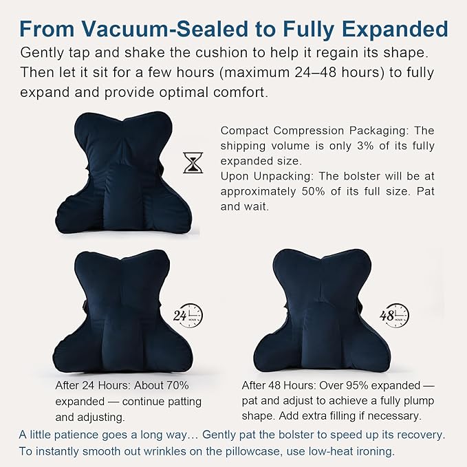 Lumbar Support Pillow – Multi-Functional Ergonomic Back Cushion for Office Chair, Car Seat & Sofa, Reading Pillow with Firm Multi-Zone Support to Relieve Lower Back Pain,Teal Blue