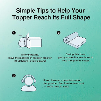 Novilla Full Memory Foam Mattress Topper 3 Inch, Cooling Gel Infused, Ventilated Pressure Relief Pad, Medium Comfort for Sofa, RV, Camper, Dorm Room