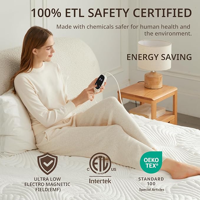 Heated Mattress Pad Twin, Electric Mattress Pad Bed Warmer with 9 Heat Settings, Memory Function, 1-12 Hours Auto Off, Deep Pocket, Machine Washable, 39"x 75"