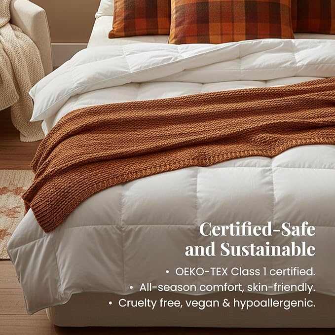FOSSFLAKES Nordic Sleep, Comforter Duvet Insert, All Season Duvet, Down Alternative Bedding Comforter Premium Scandinavian Design (Queen)