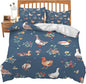 Chicken Duck Goose Theme 3 Pieces Duvet Cover Comforter Set with 2 Pillowcase Full Size Farm Animal Bed Sheet Quilt Bedroom Bedding for Lover Kids