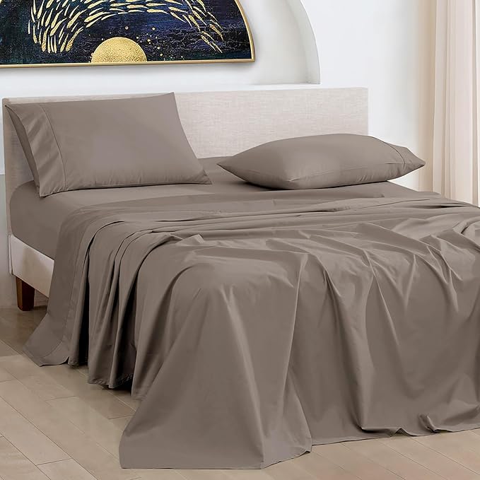 URBANHUT 1000 Thread Count Egyptian Cotton Sheets California King Size, Long Staple Soft & Breathable, 4 Pc Bed Sheet Sets, Luxury Hotel Sateen Sheets Fits 16" Deep Pocket - Dark Grey