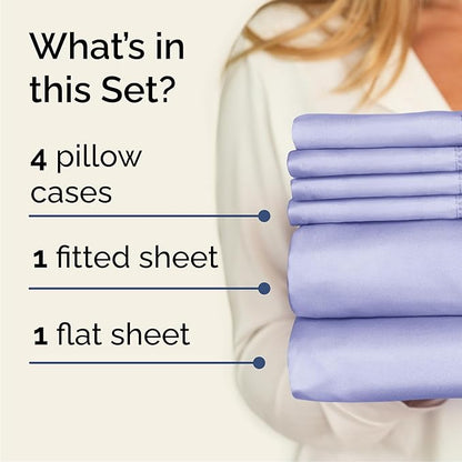 Queen 6 Piece Sheet Set - Comfy Breathable & Cooling - Ultra-Soft Hotel Luxury Bedding Set with 8-16 Inch Deep Pockets - 1 Flat & 1 Fitted Sheet & 4 Pillowcases - Wrinkle Free & Easy Care - Lavender
