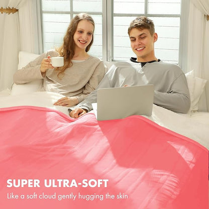 Electric Heated Blanket King Size 100" x 90" - Soft Flannel Sherpa Electric Blanket with Dual Control, 5 Heating Levels & 10 Hours Auto Off, Washable Heated Blanket with Fast Heating (Pink)