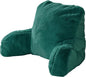 Plush Faux Fur Backrest Reading Bed Rest Pillow with Arms and Pockets for Sitting in Bed Couch Sofa, Back Support Wedge Cushion with Removable Cover, 20" x 18" x 17", Teal Green