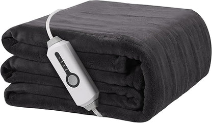 Electric Heated Blanket 72"x84" Full Size, Soft Coral Fleece with 4 Heating Levels and 10 Hours Auto-Off, Machine Washable, Cozy Plush Fabric for Home, Dark Gray