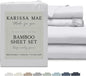 KARISSA MAE Cooling Bamboo Viscose Split King Sheet Set | 100% Organically Grown | 18” Deep Pocket | Silky, Soft, & Hypoallergenic | with Organizer Band & Elastic Corner Straps [White]