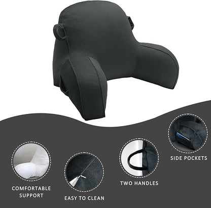 LiveGo Reading Pillow for Kids, Velvet Back Support Cushion for Sitting Up in Bed Adults, Kids Cuddle Cushion with Arms & Backrest Support Pillow for Teen Boys Girls Reading Bed Rest