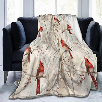 Cardinal Blanket Gifts for Women Red Birds Flannel Throw Blankets Soft Comfy Lightweight for Home Decor Couch Bed Sofa 50x40 Inches