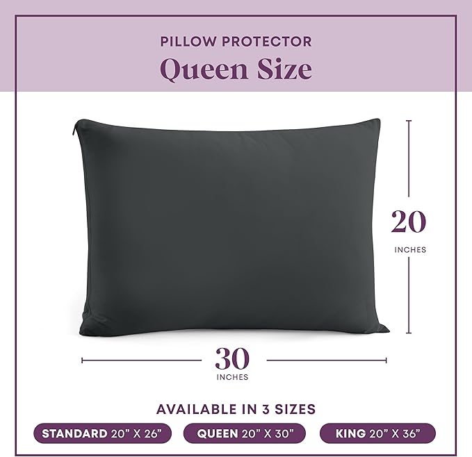 CirclesHome Pillow Protectors 4 Pack Queen Zippered - 100% Cotton Breathable Pillowcases - Protects Pillows from Dirt, Dust and Debris (Queen- Set of 4 - 20x30)