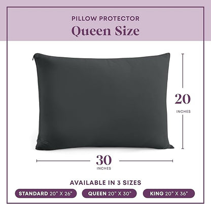 CirclesHome Pillow Protectors 4 Pack Queen Zippered - 100% Cotton Breathable Pillowcases - Protects Pillows from Dirt, Dust and Debris (Queen- Set of 4 - 20x30)