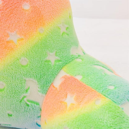 Meeting Story Colorful Gradient Rainbow Star Unicorn Luminous Reading Pillows Glow in The Dark with Arms Back Pillow for Bed, Bed Rest Pillow for Adults Teens, Kids, (Yellow-Pink)