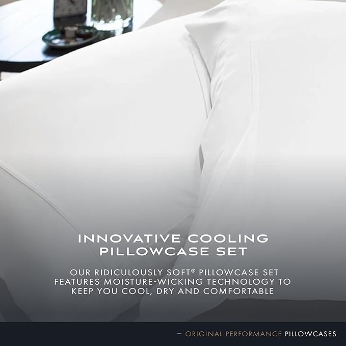 SHEEX Original Performance Cooling Pillowcases, Ultra-Soft Pillowcase Set, 2 Cooling Pillow Covers, Standard, Bright White