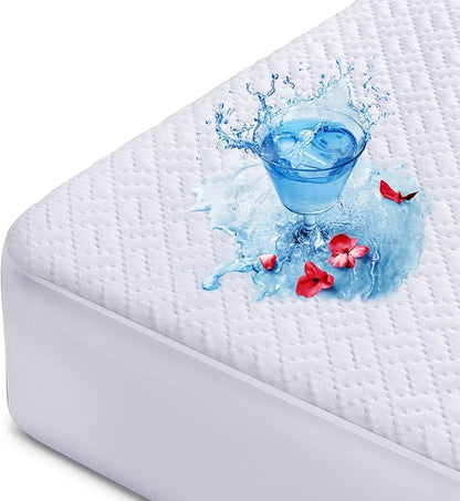 Hanherry 100% Waterproof Mattress Protector King Size, Mattress Cover 3D Air Fabric Cooling Mattress Pad Cover Smooth Soft Breathable Noiseless, 8''-21'' Deep Pocket