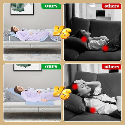Bed Wedge Pillow for Sleeping, Adjustable Wedge Pillow Set for After Surgery, Elevated Triangle Pillow for Acid Reflux and Back Pain Relief, Post Surgery, Sleep Apnea, Back Suppor