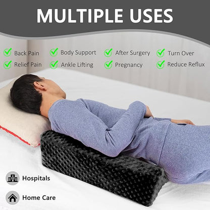 Wedge Pillow for Side Sleeping, Body Positioning Foam Wedge Pillow, Side Wedge Pillow for Sleeping Non-Slip Back Positioning Pillow for Bed Sore Wedge (Black)