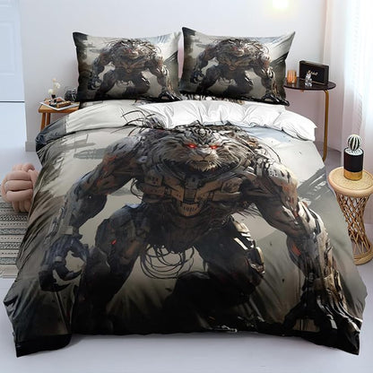 Cartoon Tiger Bed Sheets Twin Size with 1 Pillow Cases Standard Size, Fitted Flat Sheet for Kids Boys Teens Adult Bedroom Decor, Animal Bed Sheets Floral Petal Country Bedding Decor