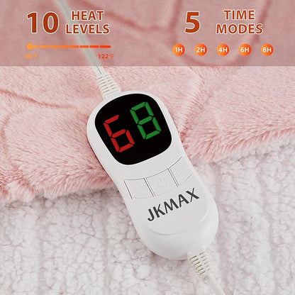 Heated Electric Blanket- Electric Throw Blanket 72"x84" for Bed- 5 Heating Levels& 4 Hours Auto Off for Couch Home Office - Soft Faux Fur Fabric for Full Body(Pink)