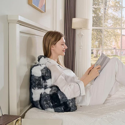 Reading Pillows for Boyfriend Adult,Velvet Back Pillow Bed Wedge Large, Back Rest Support Cushion for Sitting Up in Bed/Couch for Bedrest 18inch-Checkerboard Print in Black/White