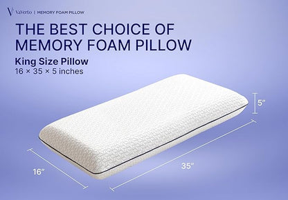 Cooling Gel Memory Foam Pillow - 1-Pack - King Size Bed Pillows For Sleeping - Medium-Firm - Back, Stomach and Side Sleeper Pillow - Shoulder & Back Pain Relief - Washable , Bamboo Viscose Cover