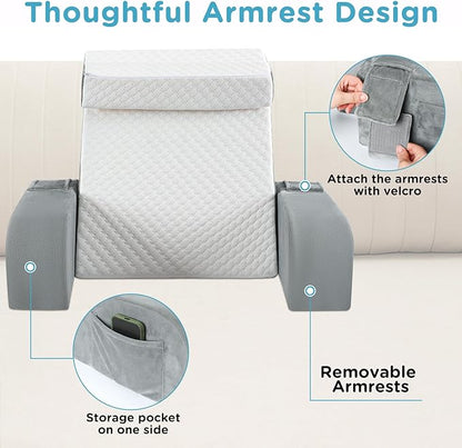Reading Pillow for Sitting in Bed Adult - Back Pillow for Bed Sitting up, Backrest Support Pillow for Lounging/Reading/Gaming/Resting/Watching TV, Bedrest, White