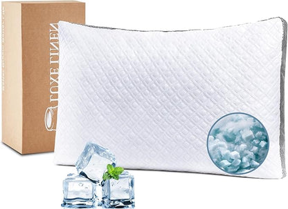 Tencel Standard Bed Pillows, Shredded Memory Foam Pillows, Adjustable Bed Pillow for Sleeping, 18"x26"Cooling Tencel Circular Knit Pillows for Side, Back, Stomach Sleepers（Pack of 1）