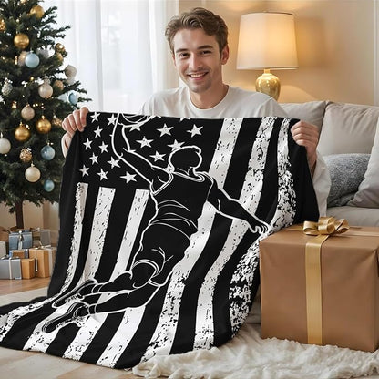 Basketball Blanket for Kids Son Grandson - 50x40 Inches Small Soft Fuzzy Flannel Sports Themed Throws Stuff Gifts for Travel Cars Office All Seasons