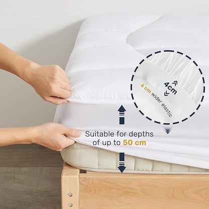 Unikome Waterproof Twin Mattress Protector - Soft Breathable Microfiber Bed Cover with Deep Pocket (Fits 8-21 Inches), Noiseless and Machine Washable (White, 39x75)