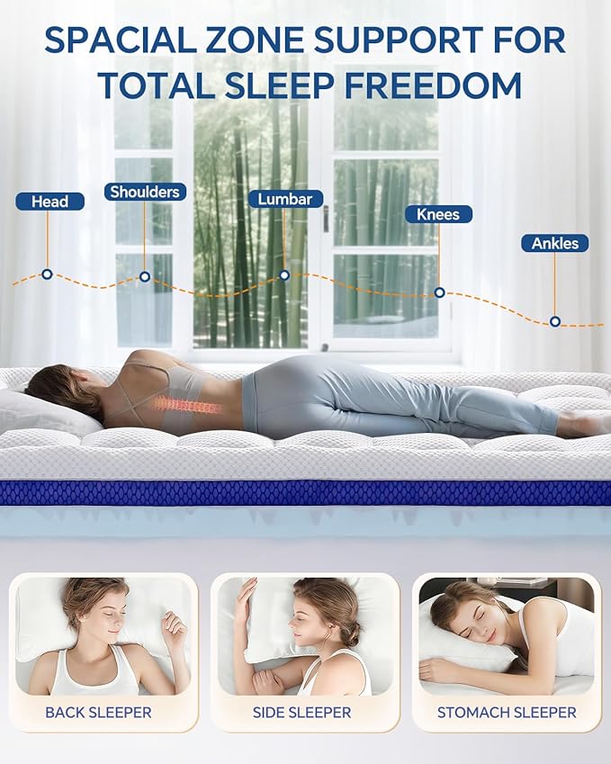 BEDELITE Twin XL Mattress Topper Dual Layer 4 Inch Memory Foam Mattress Topper, Pilow Top Mattress Pad and Premium Gel Foam Mattress, Fits Twin XL College Dorm Room