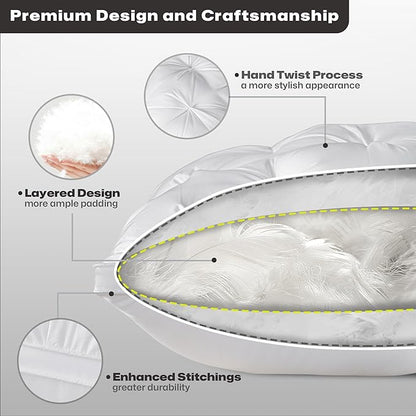 ZUBISU Luxury Hotel Quality Goose Feathers & Down Pillow,800 Fill Power King Size Bed Pillow 1 Pack,Soft Bed Pillow with Breathable Cover,Pack of 1 (King, White)